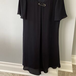 Bird by Juicy Couture 100% silk Black Mini Dress with Pin Accent